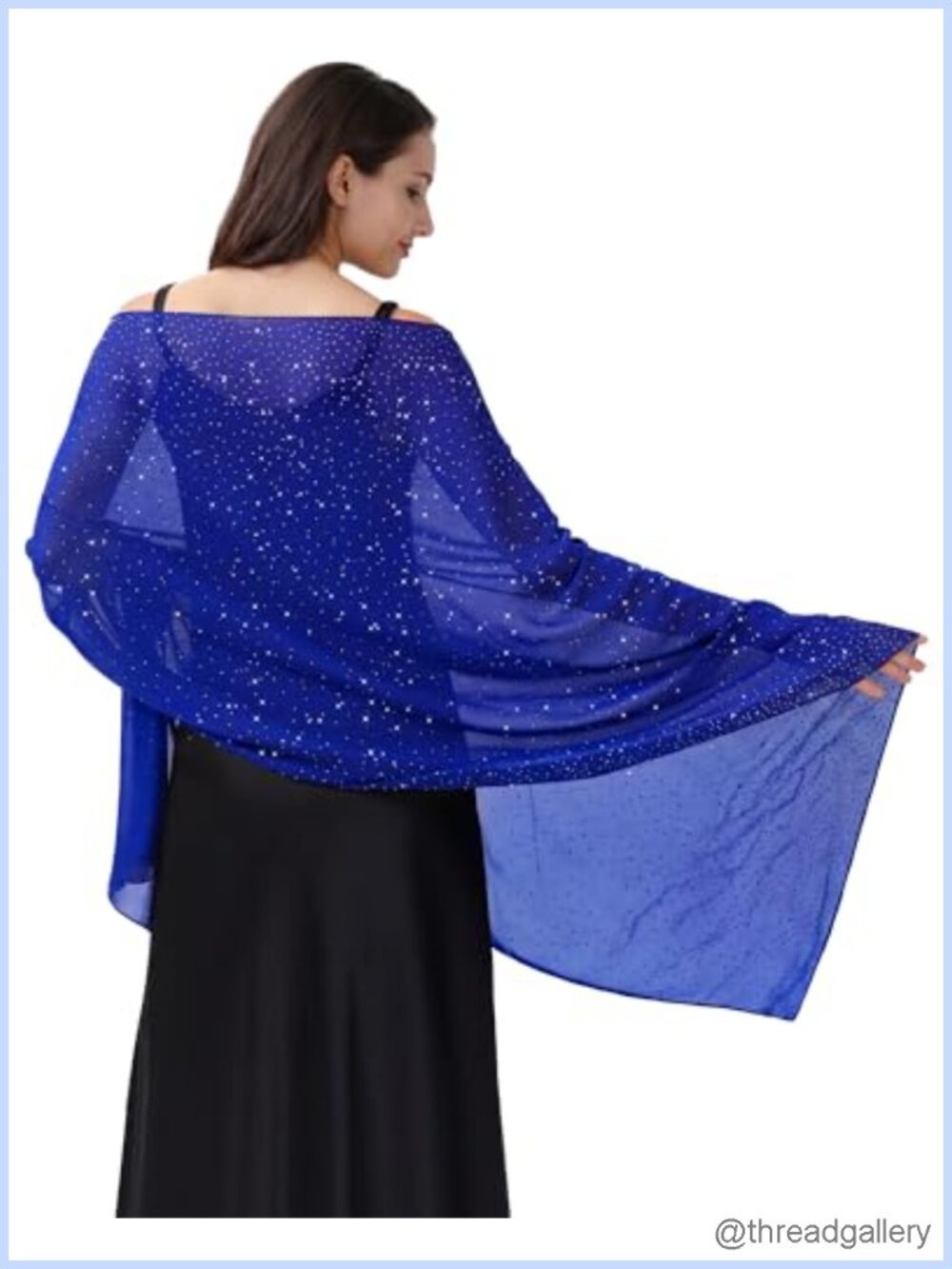 Rhinestone Chiffon Shawl Wrap Sparkly Evening Wedding Cover Up
